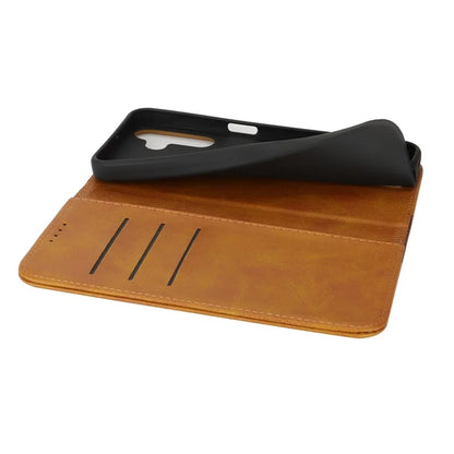 For Samsung Galaxy A15 5G Case Calf Texture 3 Card Slots Color Splicing Leather Phone Cover