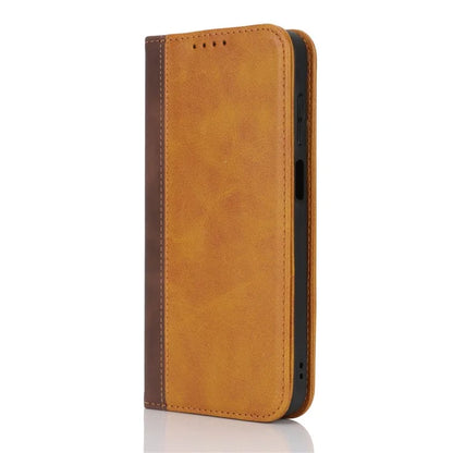 For Samsung Galaxy A15 5G Case Calf Texture 3 Card Slots Color Splicing Leather Phone Cover