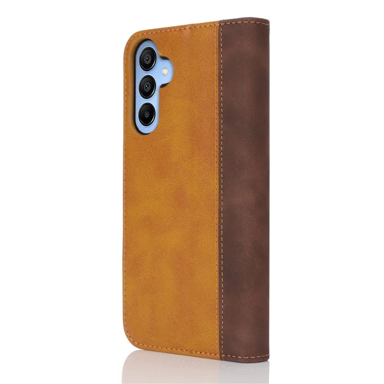 For Samsung Galaxy A15 5G Case Calf Texture 3 Card Slots Color Splicing Leather Phone Cover