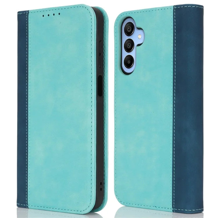 For Samsung Galaxy A15 5G Case Calf Texture 3 Card Slots Color Splicing Leather Phone Cover