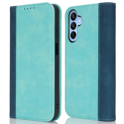For Samsung Galaxy A15 5G Case Calf Texture 3 Card Slots Color Splicing Leather Phone Cover