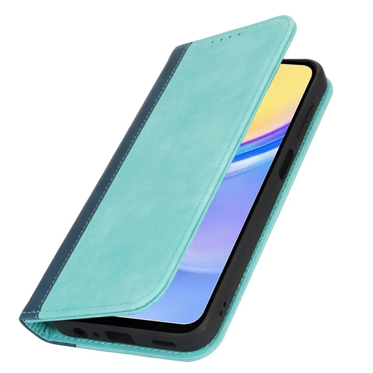 For Samsung Galaxy A15 5G Case Calf Texture 3 Card Slots Color Splicing Leather Phone Cover