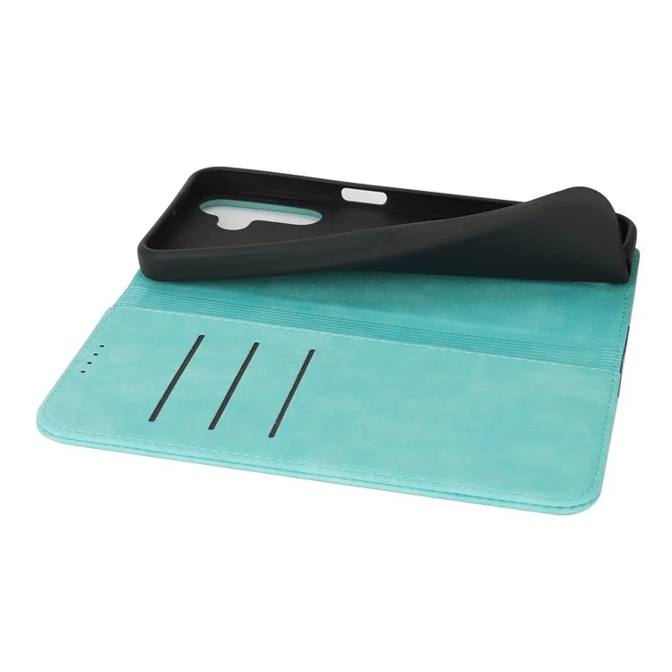 For Samsung Galaxy A15 5G Case Calf Texture 3 Card Slots Color Splicing Leather Phone Cover