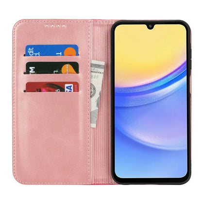 For Samsung Galaxy A15 5G Case Calf Texture 3 Card Slots Color Splicing Leather Phone Cover