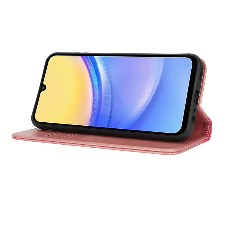 For Samsung Galaxy A15 5G Case Calf Texture 3 Card Slots Color Splicing Leather Phone Cover