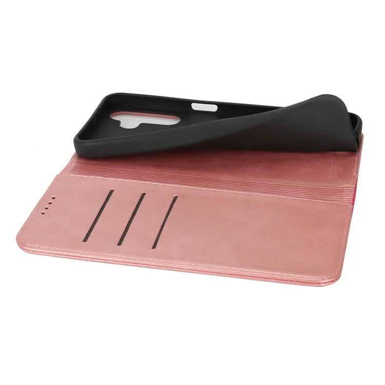 For Samsung Galaxy A15 5G Case Calf Texture 3 Card Slots Color Splicing Leather Phone Cover