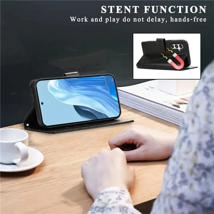 DF-06 For Samsung Galaxy M35 5G Phone Case Line Imprint Leather Wallet Cover