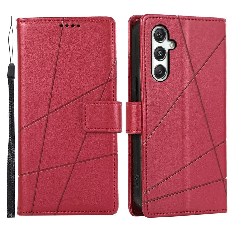 DF-06 For Samsung Galaxy M35 5G Phone Case Line Imprint Leather Wallet Cover