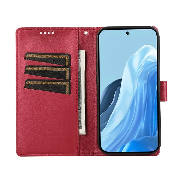 DF-06 For Samsung Galaxy M35 5G Phone Case Line Imprint Leather Wallet Cover