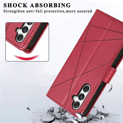 DF-06 For Samsung Galaxy M35 5G Phone Case Line Imprint Leather Wallet Cover