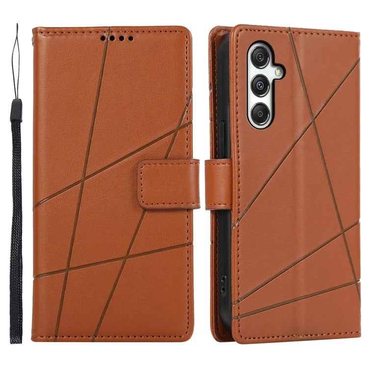 DF-06 For Samsung Galaxy M35 5G Phone Case Line Imprint Leather Wallet Cover
