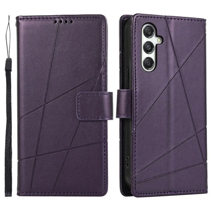 DF-06 For Samsung Galaxy M35 5G Phone Case Line Imprint Leather Wallet Cover