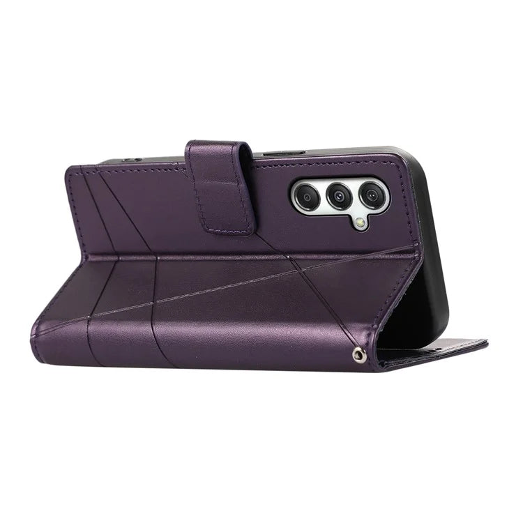 DF-06 For Samsung Galaxy M35 5G Phone Case Line Imprint Leather Wallet Cover