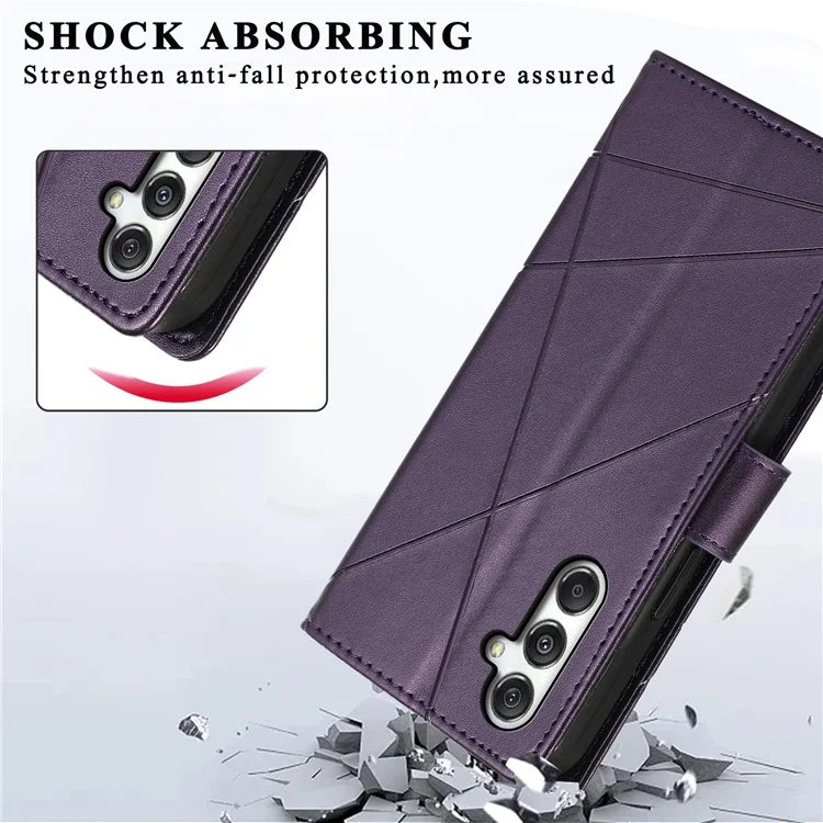 DF-06 For Samsung Galaxy M35 5G Phone Case Line Imprint Leather Wallet Cover