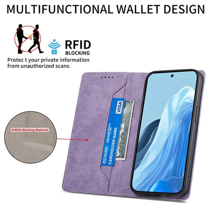 DF-05 For Samsung Galaxy M35 5G Wallet Case RFID Blocking PU Leather Phone Cover