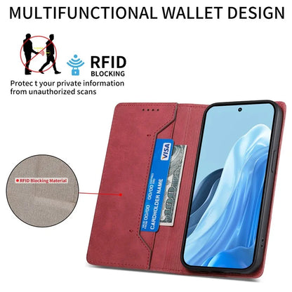 DF-05 For Samsung Galaxy M35 5G Wallet Case RFID Blocking PU Leather Phone Cover