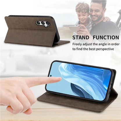 DF-05 For Samsung Galaxy M35 5G Wallet Case RFID Blocking PU Leather Phone Cover