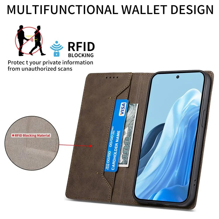 DF-05 For Samsung Galaxy M35 5G Wallet Case RFID Blocking PU Leather Phone Cover