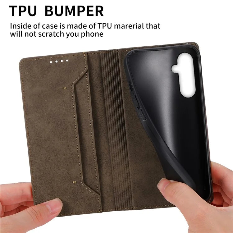 DF-05 For Samsung Galaxy M35 5G Wallet Case RFID Blocking PU Leather Phone Cover