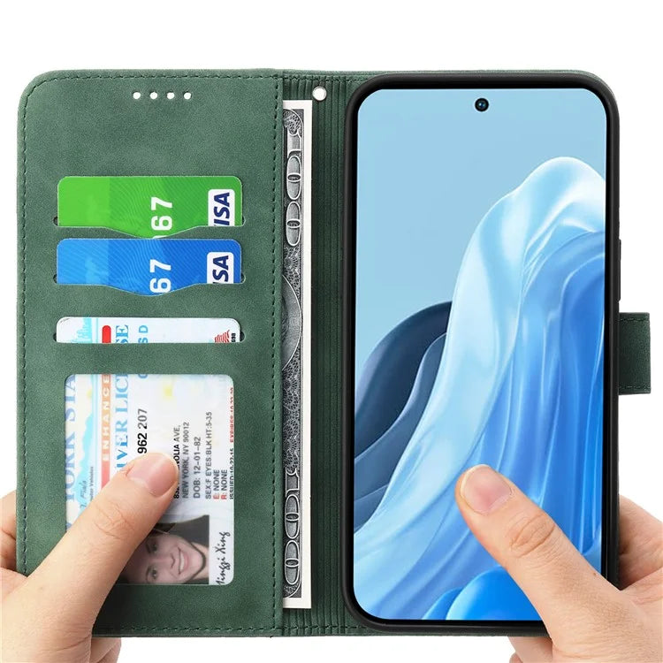 DIERFENG DF-03 For Samsung Galaxy M35 5G Leather Case Lines Imprint Wallet Phone Cover