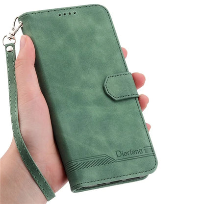DIERFENG DF-03 For Samsung Galaxy M35 5G Leather Case Lines Imprint Wallet Phone Cover
