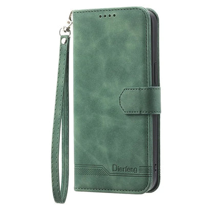 DIERFENG DF-03 For Samsung Galaxy M35 5G Leather Case Lines Imprint Wallet Phone Cover