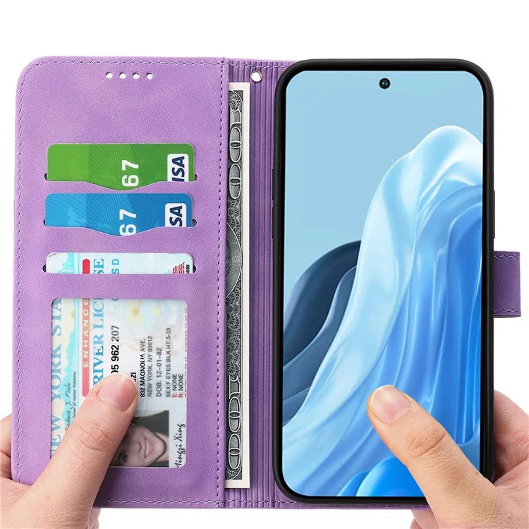 DIERFENG DF-03 For Samsung Galaxy M35 5G Leather Case Lines Imprint Wallet Phone Cover