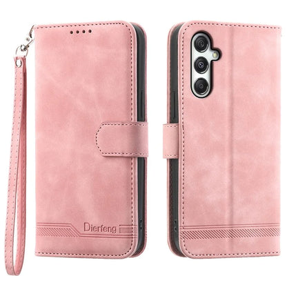 DIERFENG DF-03 For Samsung Galaxy M35 5G Leather Case Lines Imprint Wallet Phone Cover
