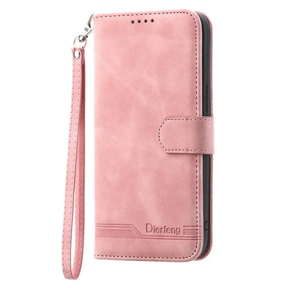DIERFENG DF-03 For Samsung Galaxy M35 5G Leather Case Lines Imprint Wallet Phone Cover