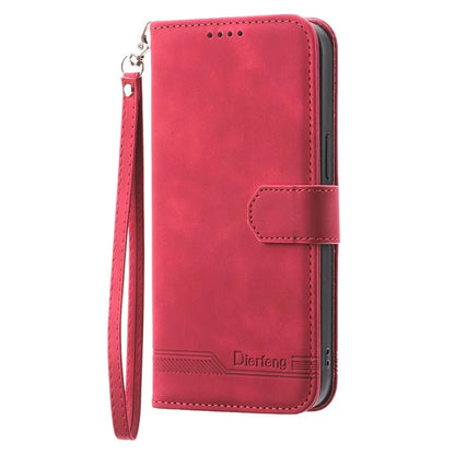 DIERFENG DF-03 For Samsung Galaxy M35 5G Leather Case Lines Imprint Wallet Phone Cover