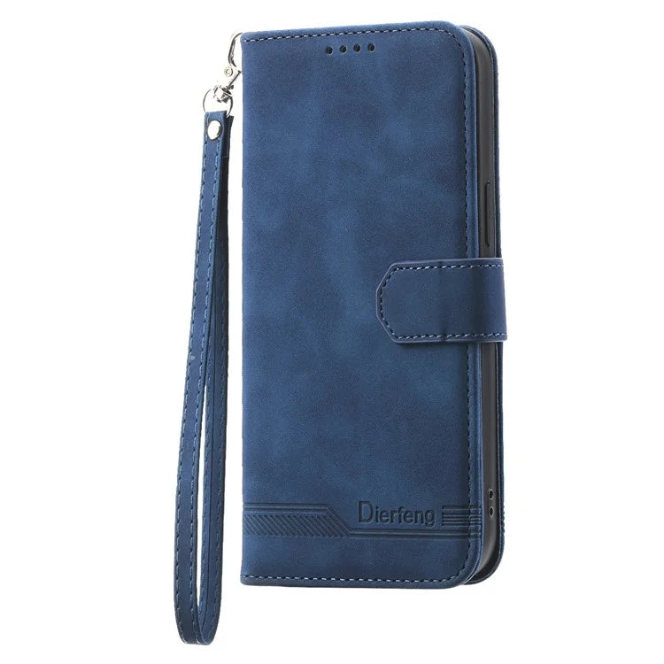 DIERFENG DF-03 For Samsung Galaxy M35 5G Leather Case Lines Imprint Wallet Phone Cover