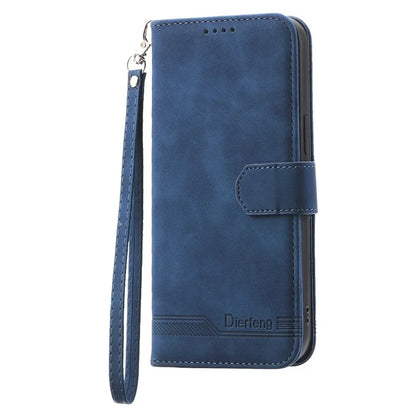 DIERFENG DF-03 For Samsung Galaxy M35 5G Leather Case Lines Imprint Wallet Phone Cover
