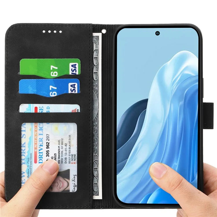 DIERFENG DF-03 For Samsung Galaxy M35 5G Leather Case Lines Imprint Wallet Phone Cover