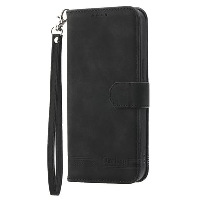 DIERFENG DF-03 For Samsung Galaxy M35 5G Leather Case Lines Imprint Wallet Phone Cover