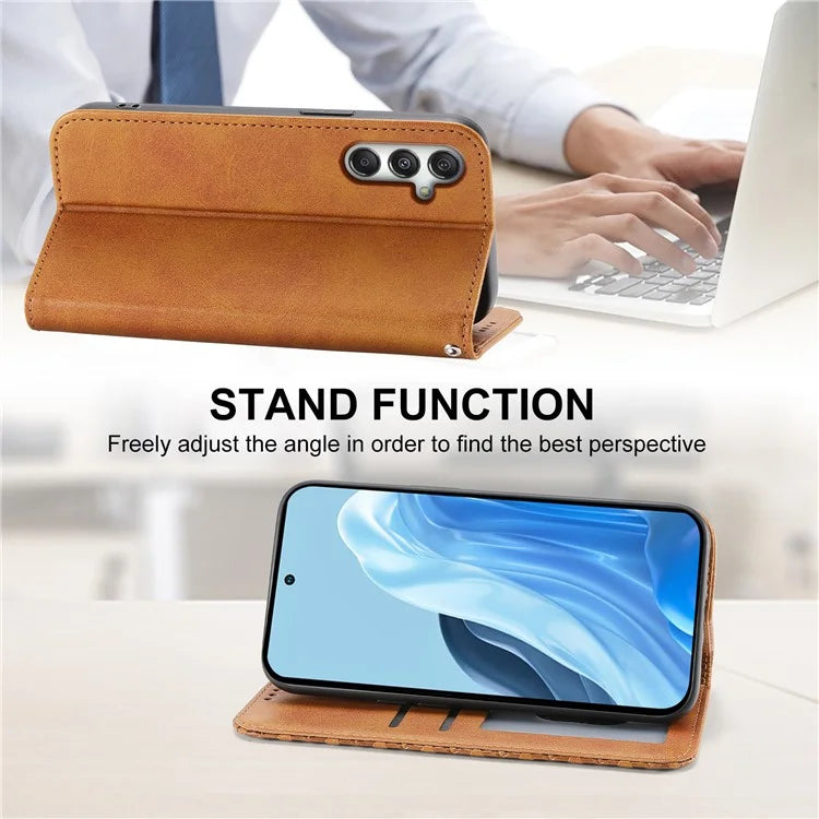 For Samsung Galaxy M35 5G Case Calf Texture PU Leather Phone Cover with Wallet