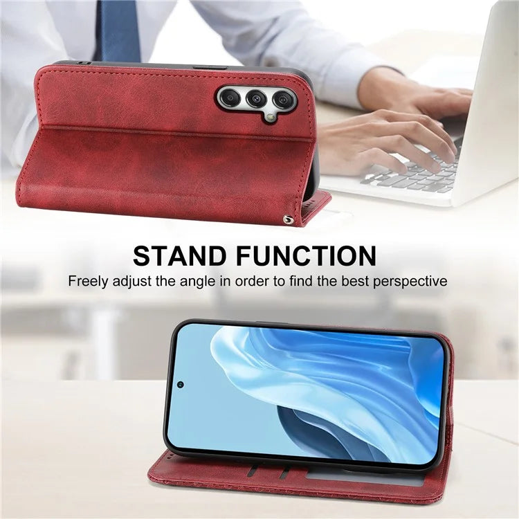 For Samsung Galaxy M35 5G Case Calf Texture PU Leather Phone Cover with Wallet