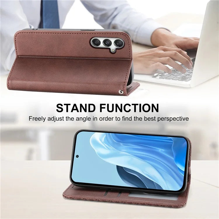 For Samsung Galaxy M35 5G Case Calf Texture PU Leather Phone Cover with Wallet