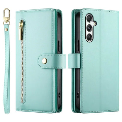 DF-011 For Samsung Galaxy M35 5G Case Zipper Pocket Wallet Leather Phone Cover with Straps