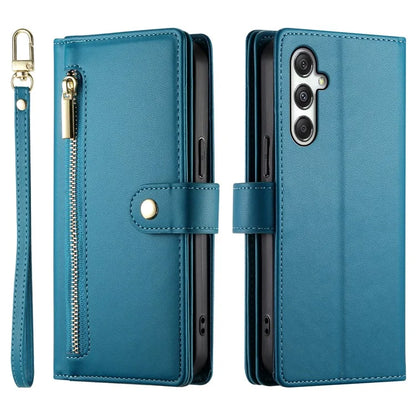 DF-011 For Samsung Galaxy M35 5G Case Zipper Pocket Wallet Leather Phone Cover with Straps