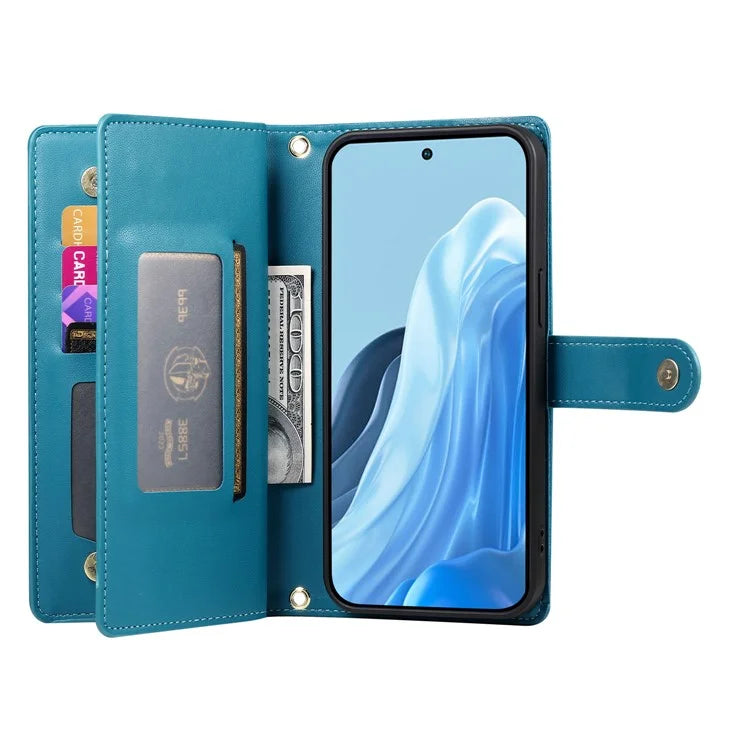 DF-011 For Samsung Galaxy M35 5G Case Zipper Pocket Wallet Leather Phone Cover with Straps