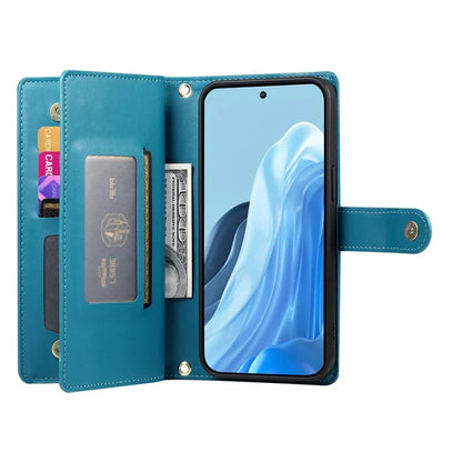 DF-011 For Samsung Galaxy M35 5G Case Zipper Pocket Wallet Leather Phone Cover with Straps