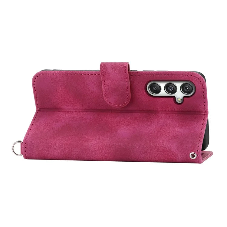 For Samsung Galaxy M35 5G Case Flower Pattern PU Leather Wallet Phone Cover with Strap