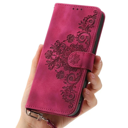 For Samsung Galaxy M35 5G Case Flower Pattern PU Leather Wallet Phone Cover with Strap