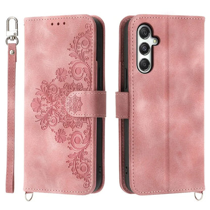 For Samsung Galaxy M35 5G Case Flower Pattern PU Leather Wallet Phone Cover with Strap
