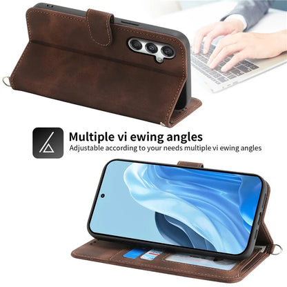 For Samsung Galaxy M35 5G Case Flower Pattern PU Leather Wallet Phone Cover with Strap