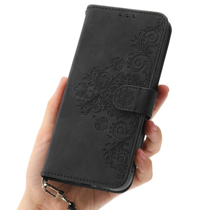 For Samsung Galaxy M35 5G Case Flower Pattern PU Leather Wallet Phone Cover with Strap