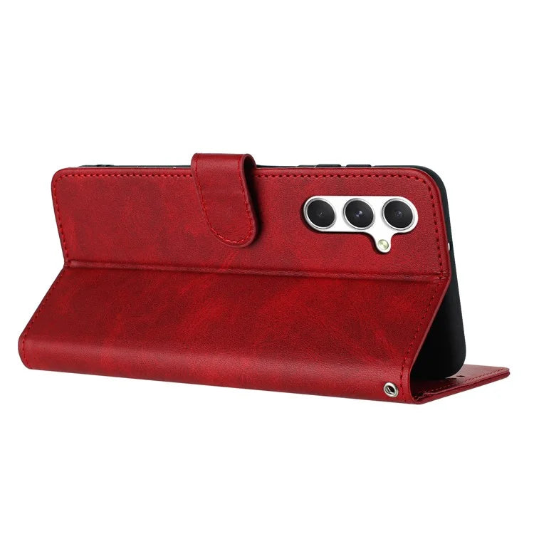 For Samsung Galaxy M35 5G Case Flip Stand PU Leather Wallet Phone Cover Calf Texture