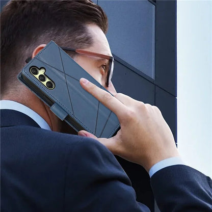 DF-06 For Samsung Galaxy A16 5G Phone Case Line Imprint Leather Wallet Cover
