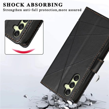 DF-06 For Samsung Galaxy A16 5G Phone Case Line Imprint Leather Wallet Cover