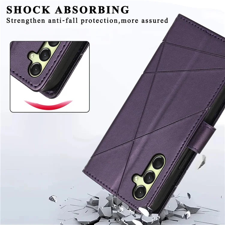 DF-06 For Samsung Galaxy A16 5G Phone Case Line Imprint Leather Wallet Cover